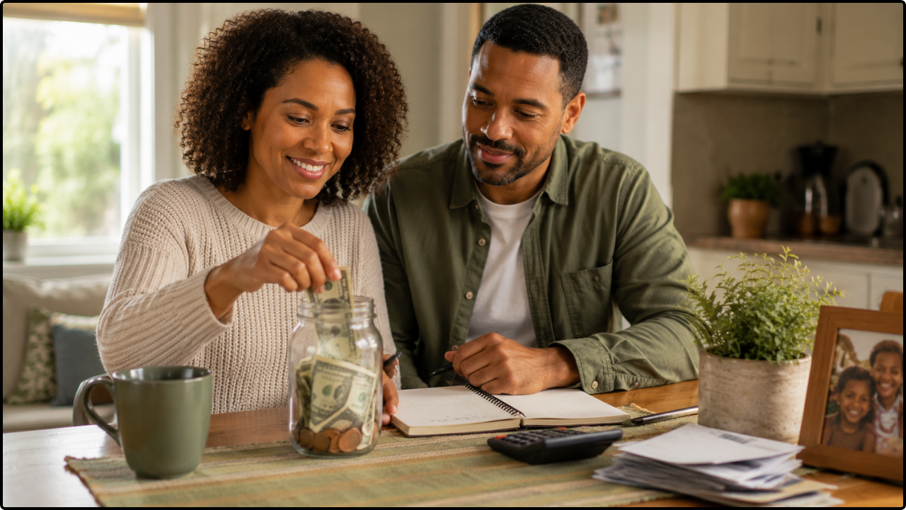 Person building an emergency fund by saving money despite high inflation